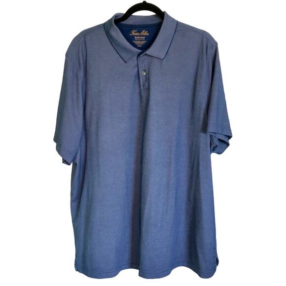 Tasso Elba Men's Size XXL Supima Blend Blue Polo Short Sleeve Button Collar - Picture 1 of 4